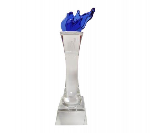 Torch-shaped crystal trophy